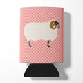 Scottish Blackface Sheep Pink Check Can or Bottle Hugger Cooler Sleeve for Standard 12 oz Cans, Insulated Foam Beer & Soda Can Hugger Reusable