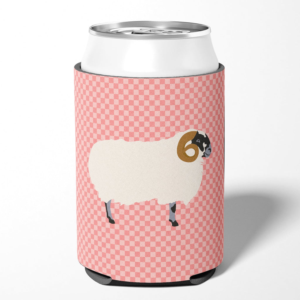 Scottish Blackface Sheep Pink Check Can or Bottle Hugger Cooler Sleeve for Standard 12 oz Cans, Insulated Foam Beer & Soda Can Hugger Reusable