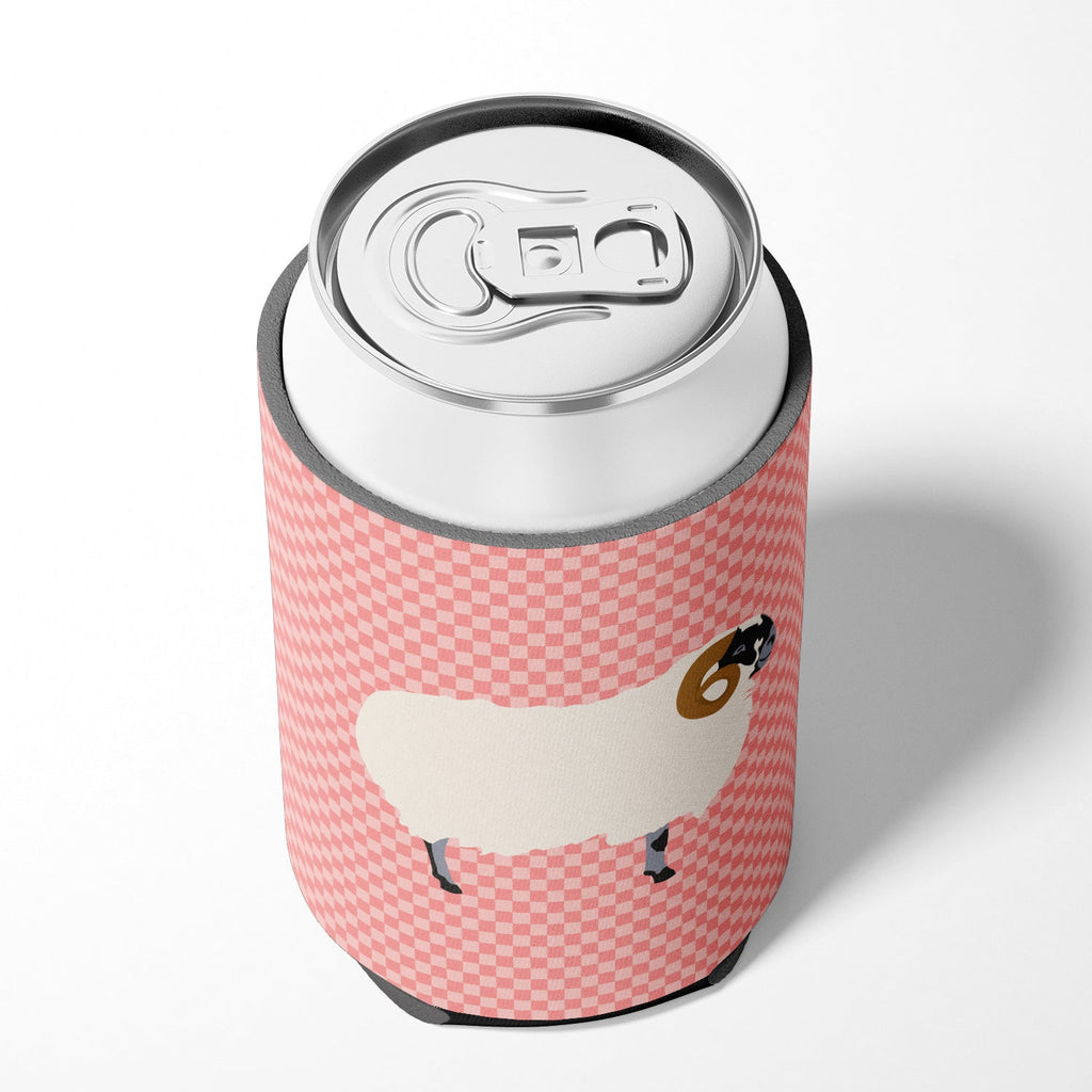 Scottish Blackface Sheep Pink Check Can or Bottle Hugger Cooler Sleeve for Standard 12 oz Cans, Insulated Foam Beer & Soda Can Hugger Reusable