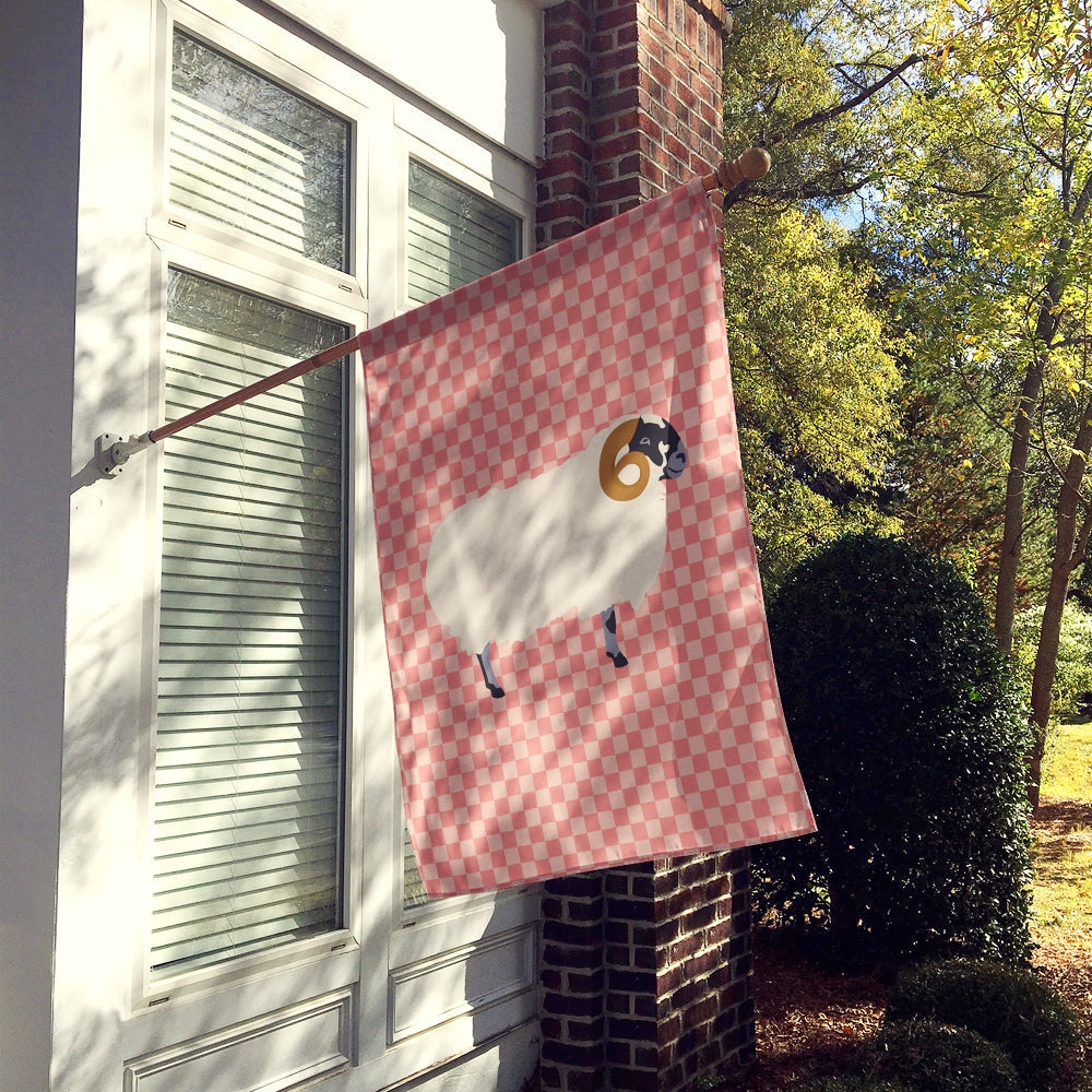 Scottish Blackface Sheep Pink Check House Flag 28x40 Porch Sleeve Pole Decorative Outside Yard Banner Artwork Wall Hanging, Polyester