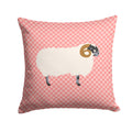 Scottish Blackface Sheep Pink Check Decorative Throw Pillow 14x14 Indoor Outdoor Accent Cushion, Fabric Cover with Insert for Sofa, Bed, Porch & Living Room