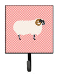 Scottish Blackface Sheep Pink Check Leash or Key Holder Wall Hooks, Key Hooks Holder, Coat Rack Wall Mount, Coat Hooks, Hooks for Hanging Keys, Towels, Aprons, Leashes