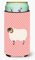 Scottish Blackface Sheep Pink Check Tall Boy Hugger Can Cooler Sleeve Machine Washable Drink Collapsible Insulator Beverage Insulated Holder