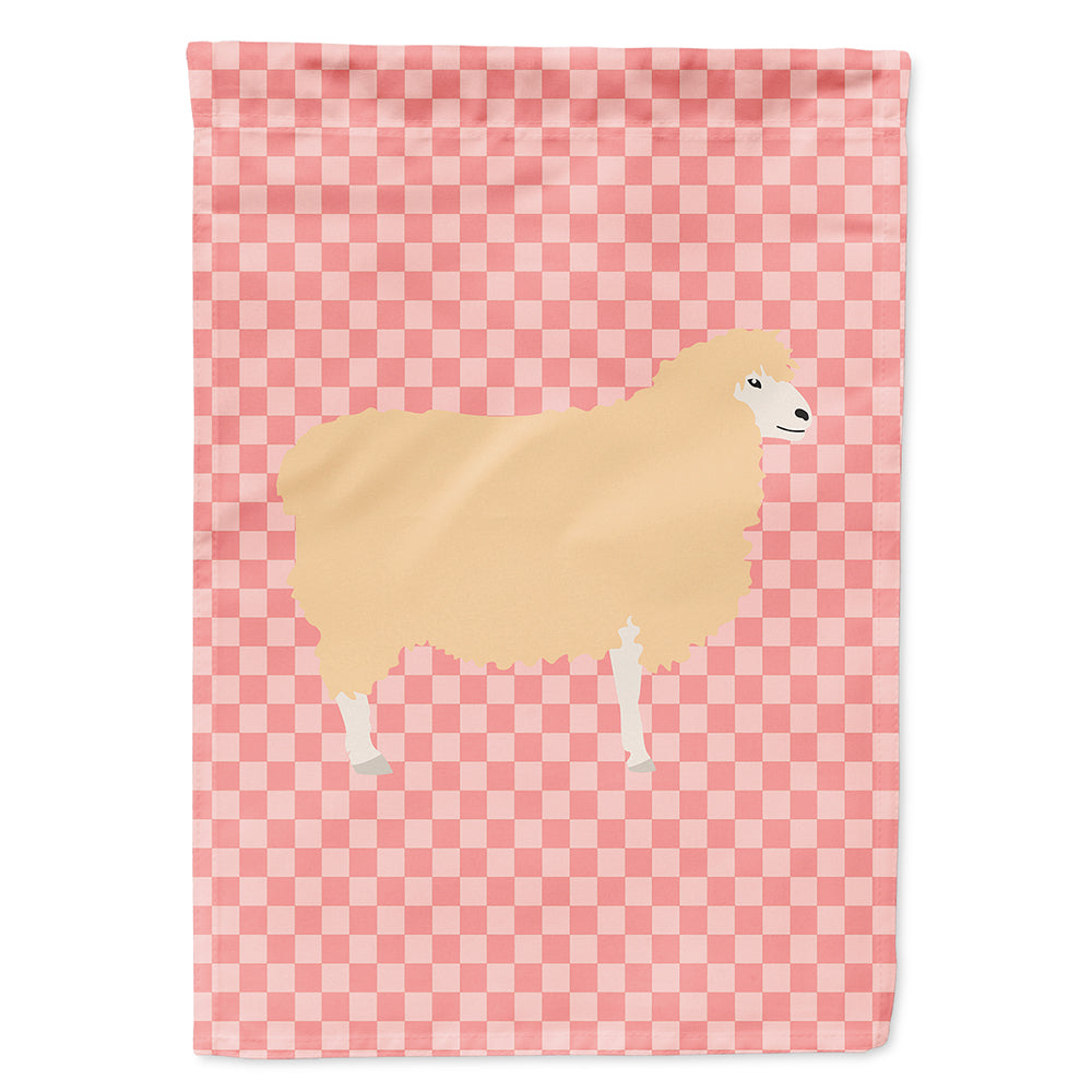 English Leicester Longwool Sheep Pink Check House Flag 28x40 Porch Sleeve Pole Decorative Outside Yard Banner Artwork Wall Hanging, Polyester