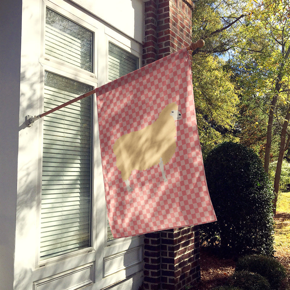English Leicester Longwool Sheep Pink Check House Flag 28x40 Porch Sleeve Pole Decorative Outside Yard Banner Artwork Wall Hanging, Polyester