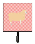 English Leicester Longwool Sheep Pink Check Leash or Key Holder Wall Hooks, Key Hooks Holder, Coat Rack Wall Mount, Coat Hooks, Hooks for Hanging Keys, Towels, Aprons, Leashes