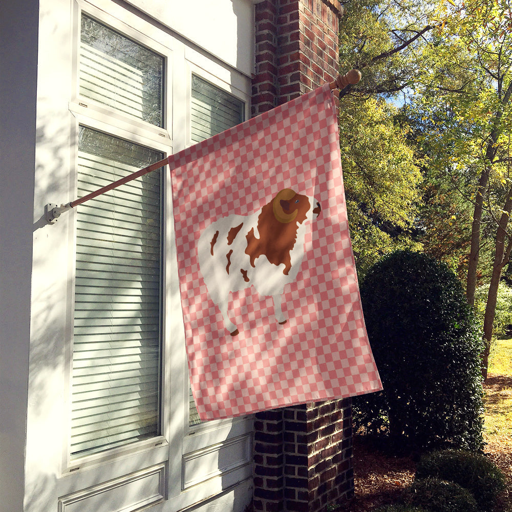 Jacob Sheep Pink Check House Flag 28x40 Porch Sleeve Pole Decorative Outside Yard Banner Artwork Wall Hanging, Polyester