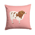Jacob Sheep Pink Check Decorative Throw Pillow 14x14 Indoor Outdoor Accent Cushion, Fabric Cover with Insert for Sofa, Bed, Porch & Living Room