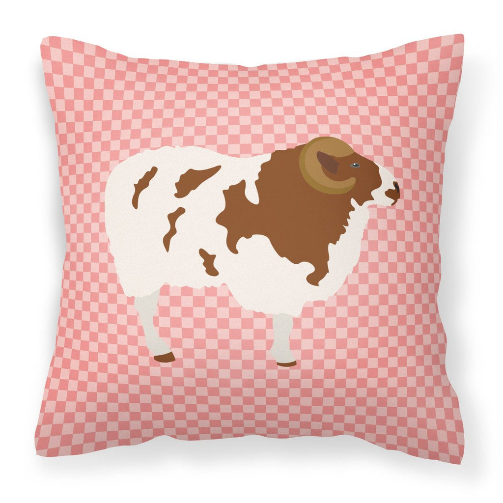 Jacob Sheep Pink Check Decorative Throw Pillow 18x18 Indoor Outdoor Accent Cushion, Fabric Cover with Insert for Sofa, Bed, Porch & Living Room