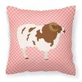 Jacob Sheep Pink Check Decorative Throw Pillow 18x18 Indoor Outdoor Accent Cushion, Fabric Cover with Insert for Sofa, Bed, Porch & Living Room