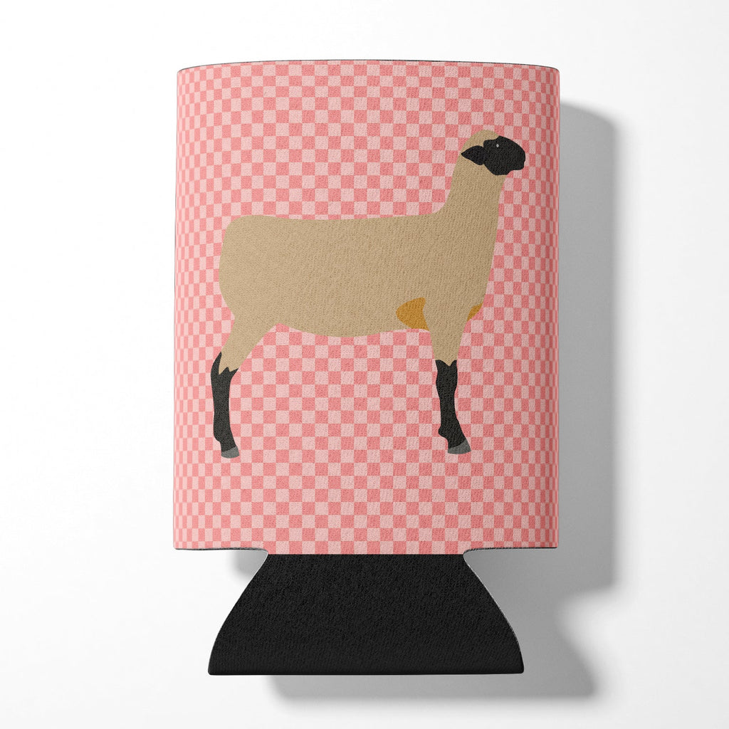 Hampshire Down Sheep Pink Check Can or Bottle Hugger Cooler Sleeve for Standard 12 oz Cans, Insulated Foam Beer & Soda Can Hugger Reusable