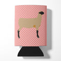 Hampshire Down Sheep Pink Check Can or Bottle Hugger Cooler Sleeve for Standard 12 oz Cans, Insulated Foam Beer & Soda Can Hugger Reusable