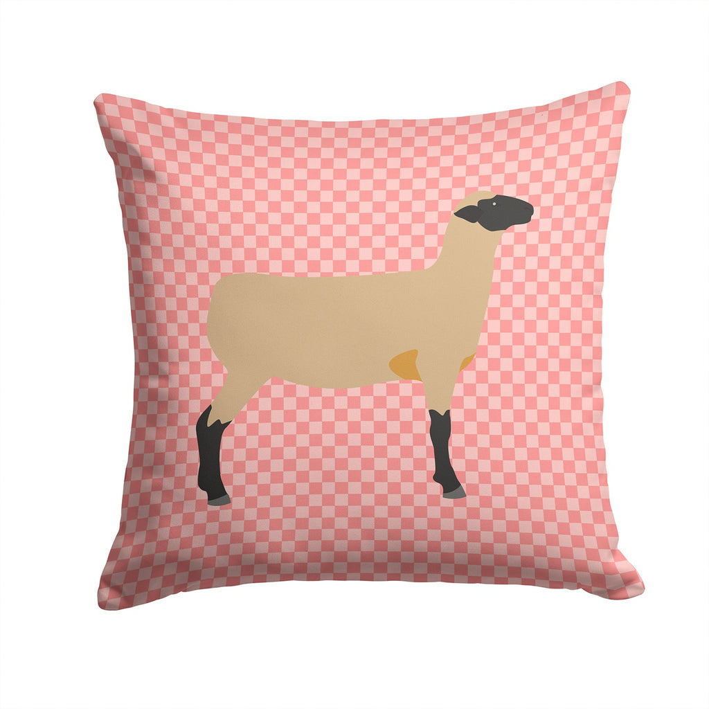 Hampshire Down Sheep Pink Check Decorative Throw Pillow 14x14 Indoor Outdoor Accent Cushion, Fabric Cover with Insert for Sofa, Bed, Porch & Living Room