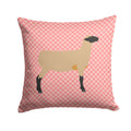 Hampshire Down Sheep Pink Check Decorative Throw Pillow 14x14 Indoor Outdoor Accent Cushion, Fabric Cover with Insert for Sofa, Bed, Porch & Living Room