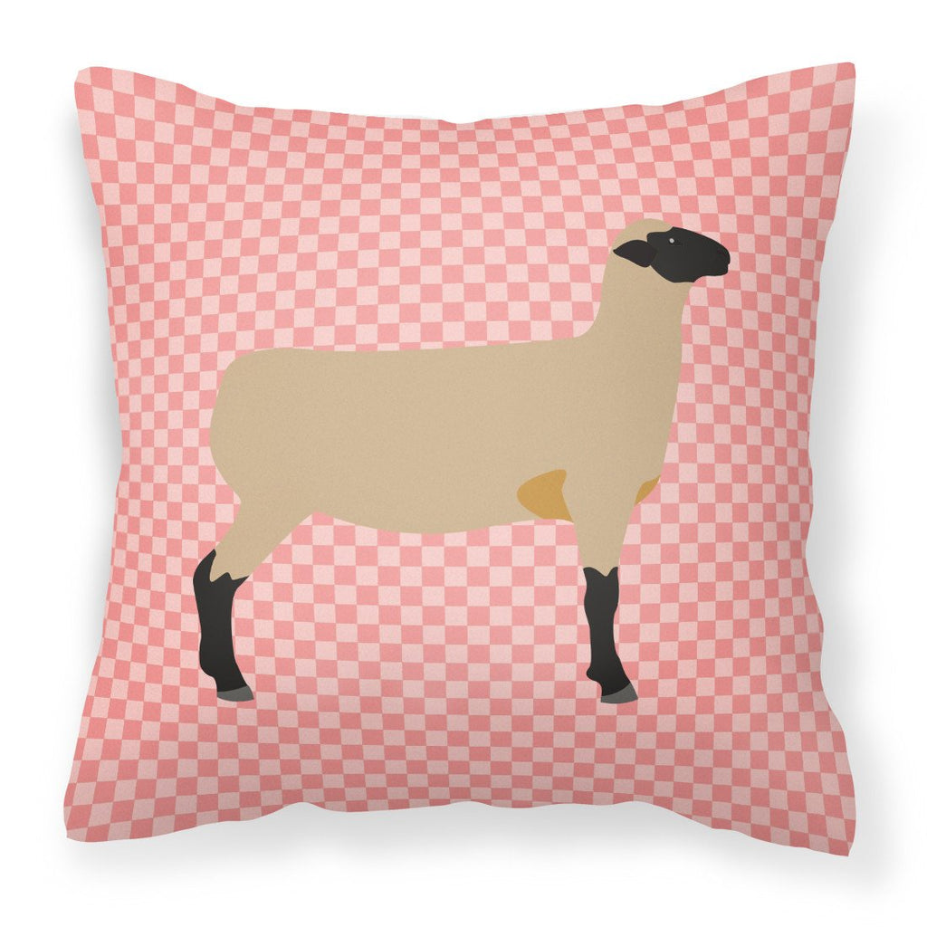 Hampshire Down Sheep Pink Check Decorative Throw Pillow 18x18 Indoor Outdoor Accent Cushion, Fabric Cover with Insert for Sofa, Bed, Porch & Living Room
