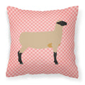 Hampshire Down Sheep Pink Check Decorative Throw Pillow 18x18 Indoor Outdoor Accent Cushion, Fabric Cover with Insert for Sofa, Bed, Porch & Living Room