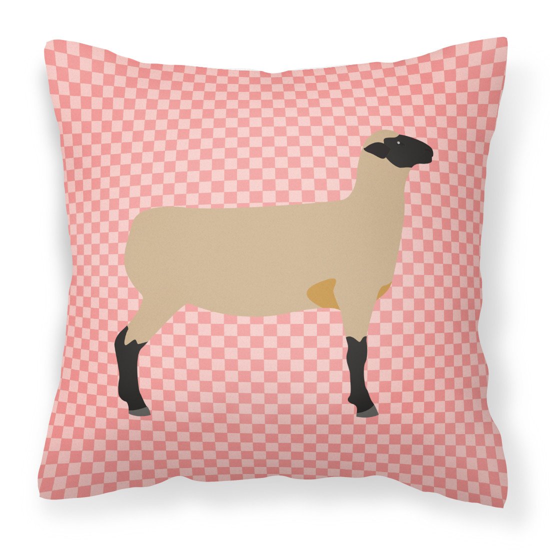 Hampshire Down Sheep Pink Check Decorative Throw Pillow 18x18 Indoor Outdoor Accent Cushion, Fabric Cover with Insert for Sofa, Bed, Porch & Living Room