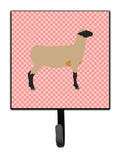 Hampshire Down Sheep Pink Check Leash or Key Holder Wall Hooks, Key Hooks Holder, Coat Rack Wall Mount, Coat Hooks, Hooks for Hanging Keys, Towels, Aprons, Leashes