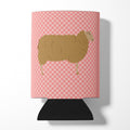 East Friesian Sheep Pink Check Can or Bottle Hugger Cooler Sleeve for Standard 12 oz Cans, Insulated Foam Beer & Soda Can Hugger Reusable