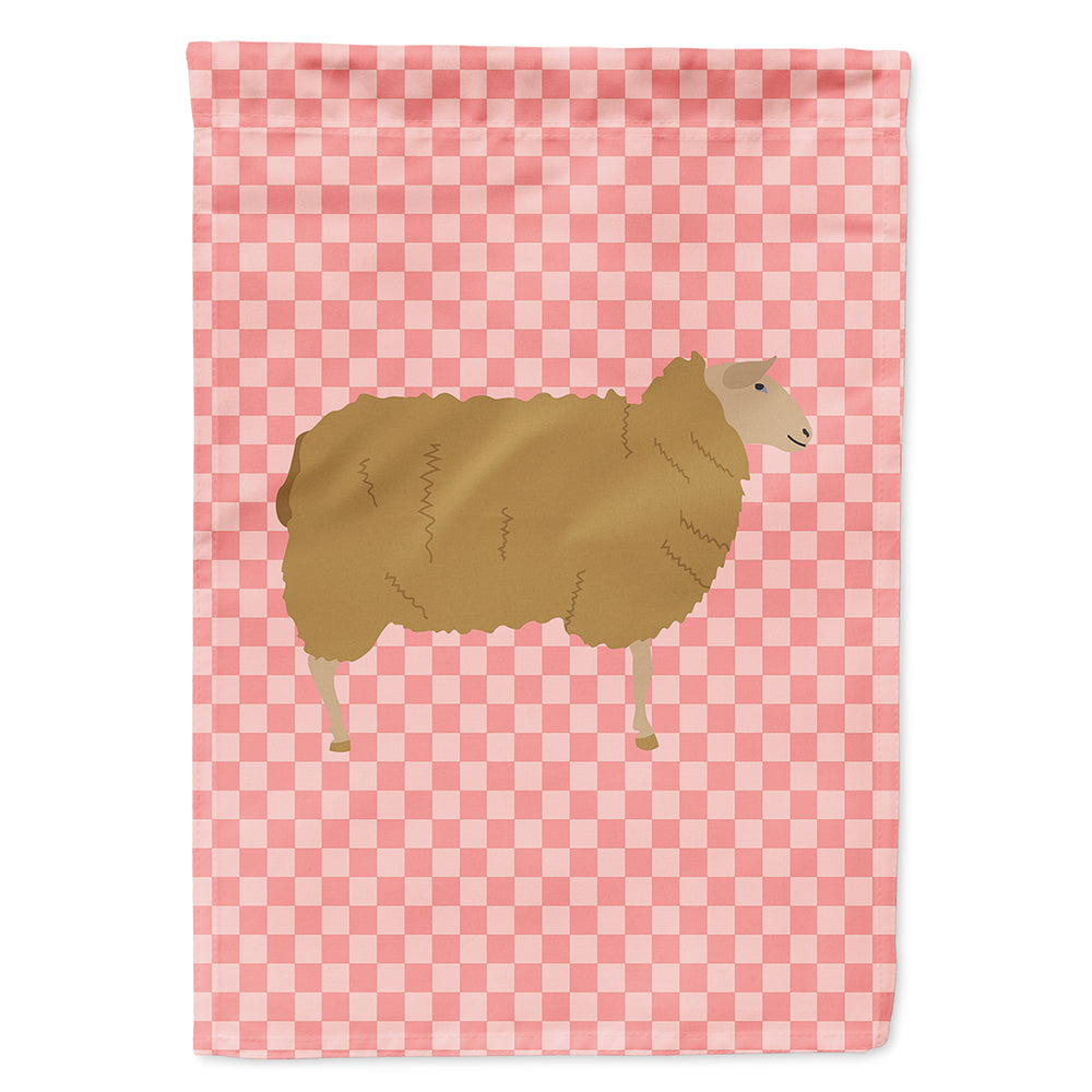 East Friesian Sheep Pink Check House Flag 28x40 Porch Sleeve Pole Decorative Outside Yard Banner Artwork Wall Hanging, Polyester