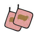 East Friesian Sheep Pink Check Pot Holder Set of 2 Heat Resistant Quilted Hot Pads 7.5 x 7.5 Inch, Insulated Kitchen Trivets for Cooking & Baking