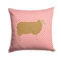 East Friesian Sheep Pink Check Decorative Throw Pillow 14x14 Indoor Outdoor Accent Cushion, Fabric Cover with Insert for Sofa, Bed, Porch & Living Room