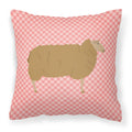 East Friesian Sheep Pink Check Decorative Throw Pillow 18x18 Indoor Outdoor Accent Cushion, Fabric Cover with Insert for Sofa, Bed, Porch & Living Room