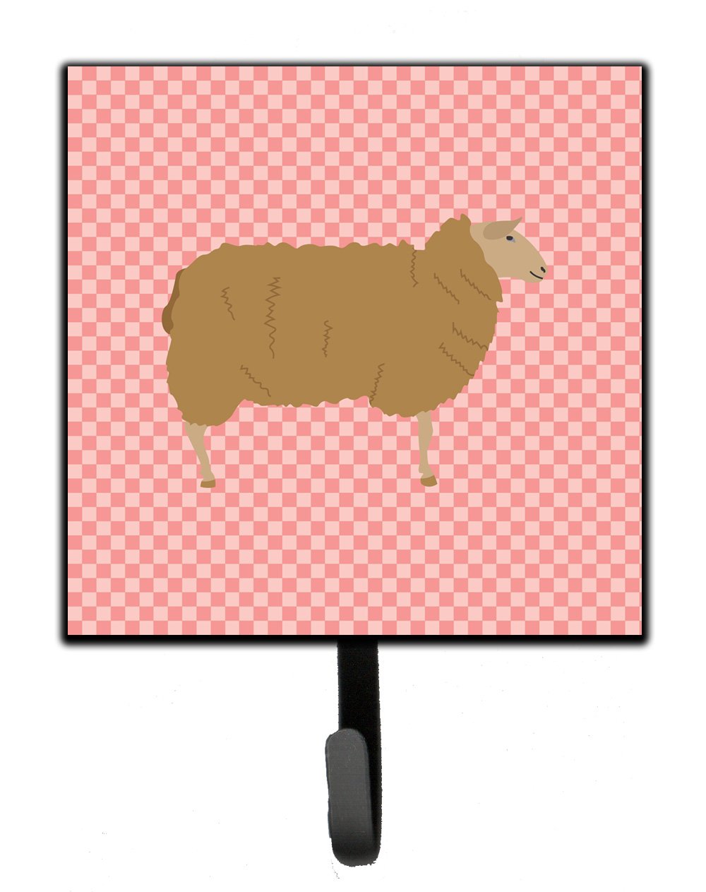 East Friesian Sheep Pink Check Leash or Key Holder Wall Hooks, Key Hooks Holder, Coat Rack Wall Mount, Coat Hooks, Hooks for Hanging Keys, Towels, Aprons, Leashes