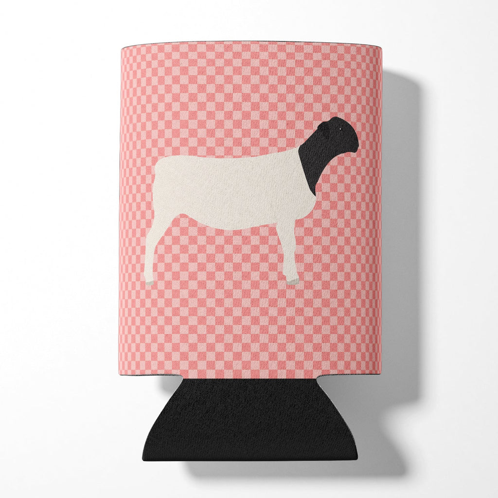 Dorper Sheep Pink Check Can or Bottle Hugger Cooler Sleeve for Standard 12 oz Cans, Insulated Foam Beer & Soda Can Hugger Reusable