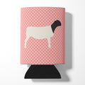 Dorper Sheep Pink Check Can or Bottle Hugger Cooler Sleeve for Standard 12 oz Cans, Insulated Foam Beer & Soda Can Hugger Reusable