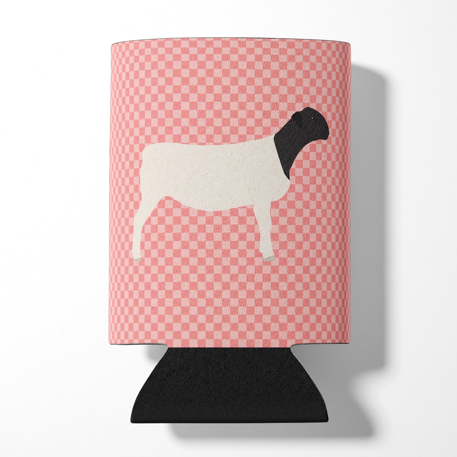 Dorper Sheep Pink Check Can or Bottle Hugger Cooler Sleeve for Standard 12 oz Cans, Insulated Foam Beer & Soda Can Hugger Reusable