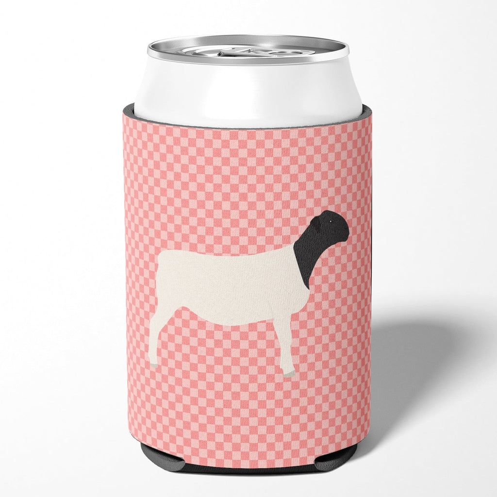 Dorper Sheep Pink Check Can or Bottle Hugger Cooler Sleeve for Standard 12 oz Cans, Insulated Foam Beer & Soda Can Hugger Reusable