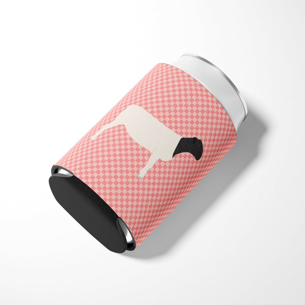 Dorper Sheep Pink Check Can or Bottle Hugger Cooler Sleeve for Standard 12 oz Cans, Insulated Foam Beer & Soda Can Hugger Reusable