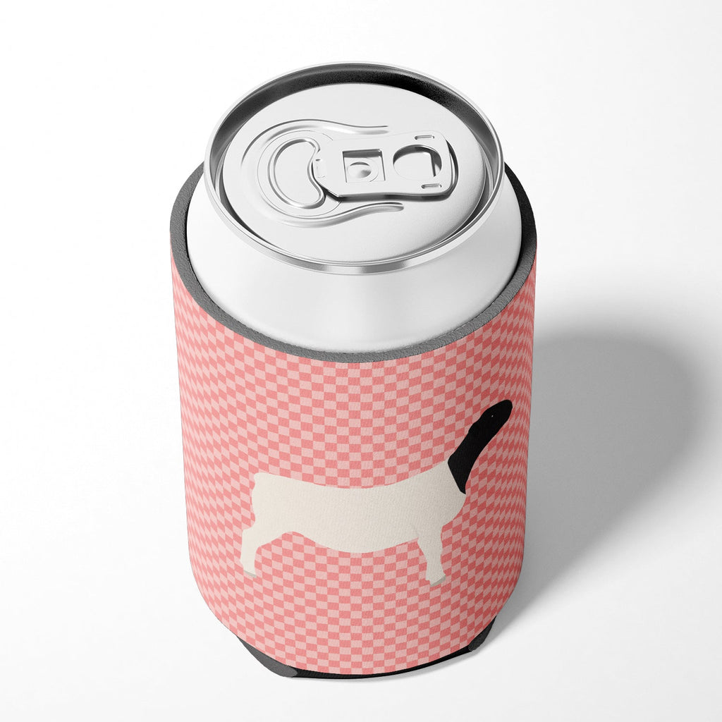 Dorper Sheep Pink Check Can or Bottle Hugger Cooler Sleeve for Standard 12 oz Cans, Insulated Foam Beer & Soda Can Hugger Reusable