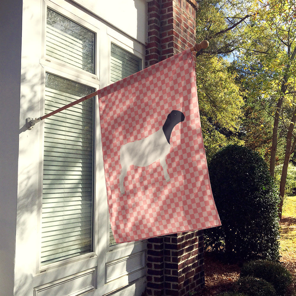 Dorper Sheep Pink Check House Flag 28x40 Porch Sleeve Pole Decorative Outside Yard Banner Artwork Wall Hanging, Polyester