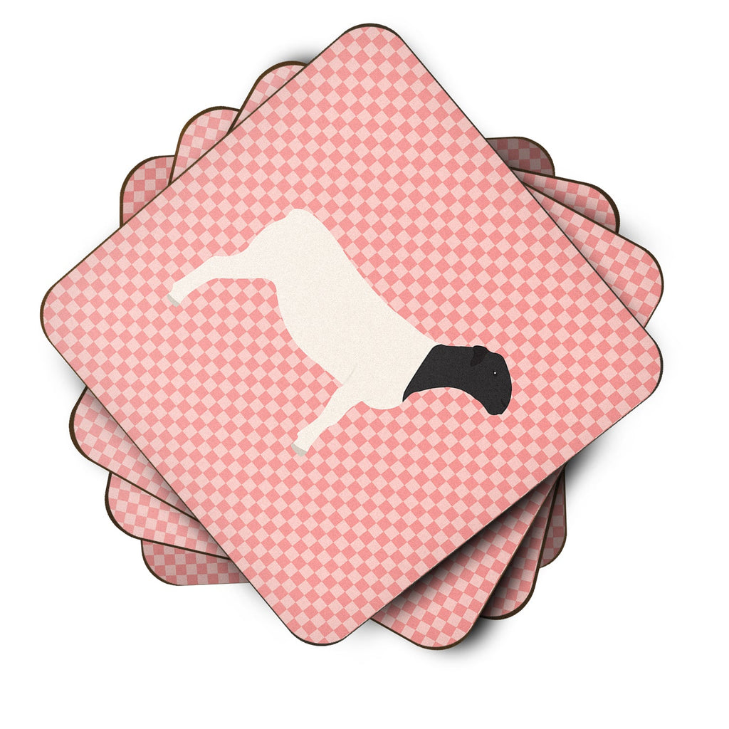 Dorper Sheep Pink Check Foam Coasters Set of 4 Cup Coasters for Indoor Outdoor, Tabletop Protection, Anti Slip, Mouse pad Material