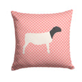 Dorper Sheep Pink Check Decorative Throw Pillow 14x14 Indoor Outdoor Accent Cushion, Fabric Cover with Insert for Sofa, Bed, Porch & Living Room