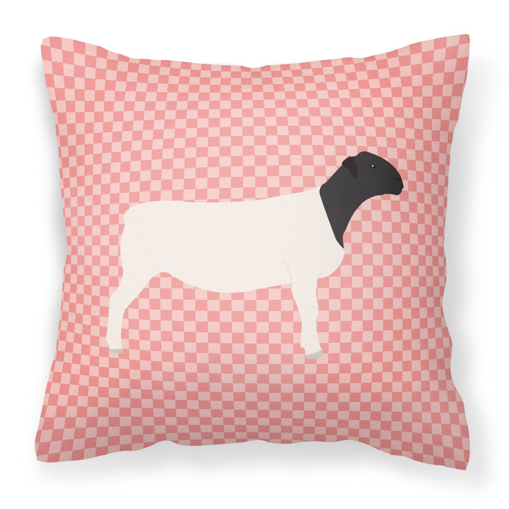 Dorper Sheep Pink Check Decorative Throw Pillow 18x18 Indoor Outdoor Accent Cushion, Fabric Cover with Insert for Sofa, Bed, Porch & Living Room
