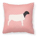 Dorper Sheep Pink Check Decorative Throw Pillow 18x18 Indoor Outdoor Accent Cushion, Fabric Cover with Insert for Sofa, Bed, Porch & Living Room