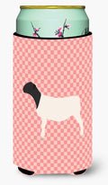 Dorper Sheep Pink Check Tall Boy Hugger Can Cooler Sleeve Machine Washable Drink Collapsible Insulator Beverage Insulated Holder