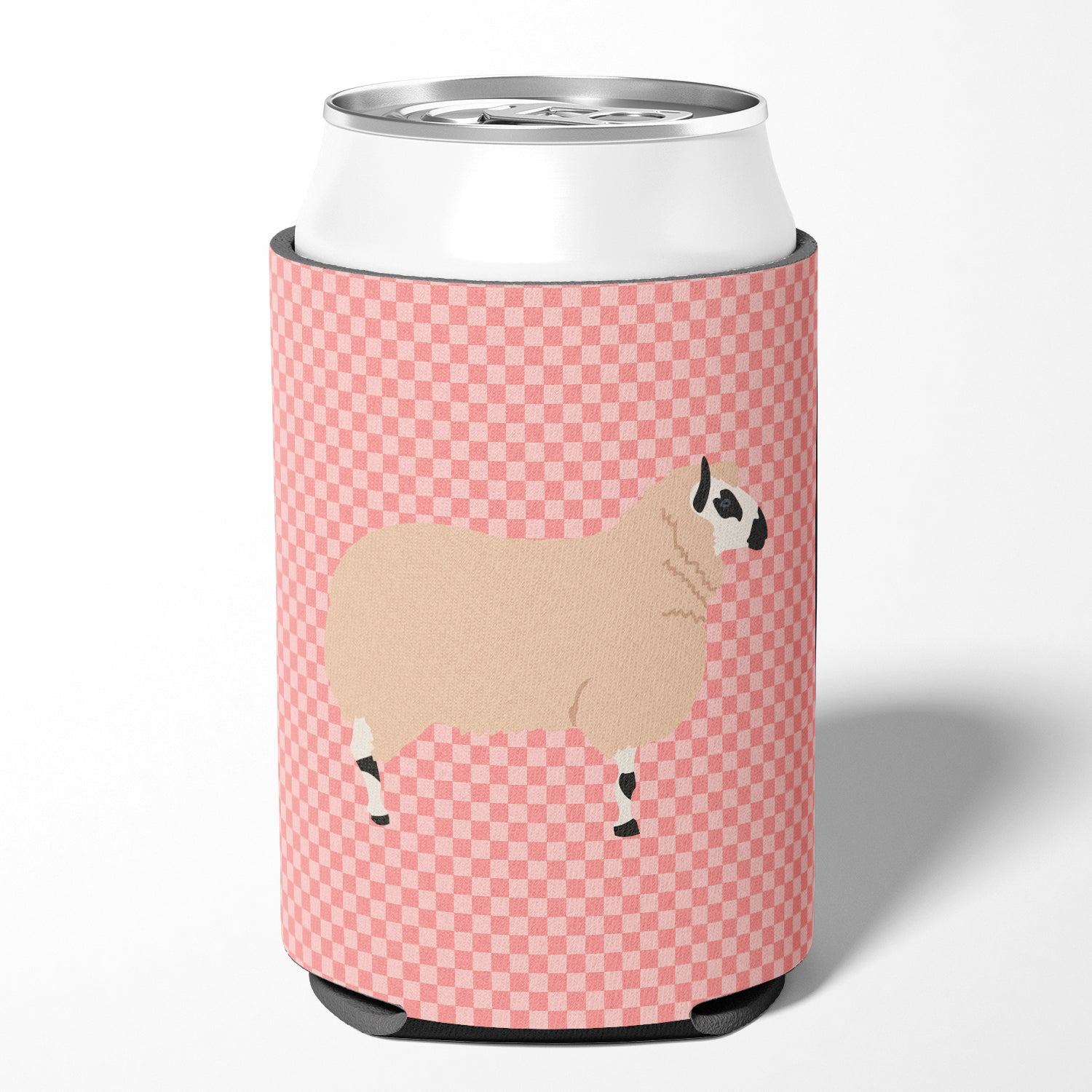 Kerry Hill Sheep Pink Check Can or Bottle Hugger Cooler Sleeve for Standard 12 oz Cans, Insulated Foam Beer & Soda Can Hugger Reusable