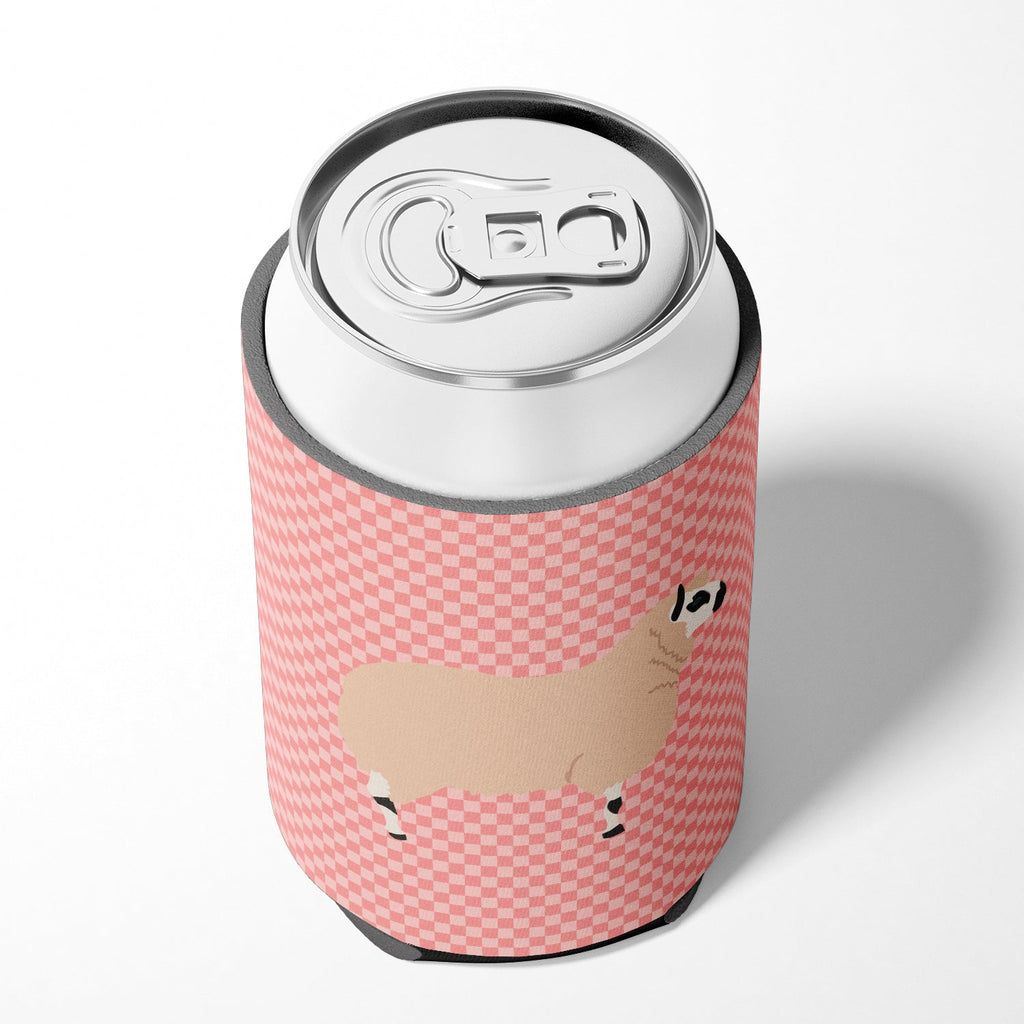 Kerry Hill Sheep Pink Check Can or Bottle Hugger Cooler Sleeve for Standard 12 oz Cans, Insulated Foam Beer & Soda Can Hugger Reusable