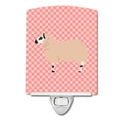 Kerry Hill Sheep Pink Check Ceramic Night Light Compact, UL-Certified, Ideal for Bedroom, Bathroom, Nursery, Hallway, Kitchen, 6x4x3, Multicolor