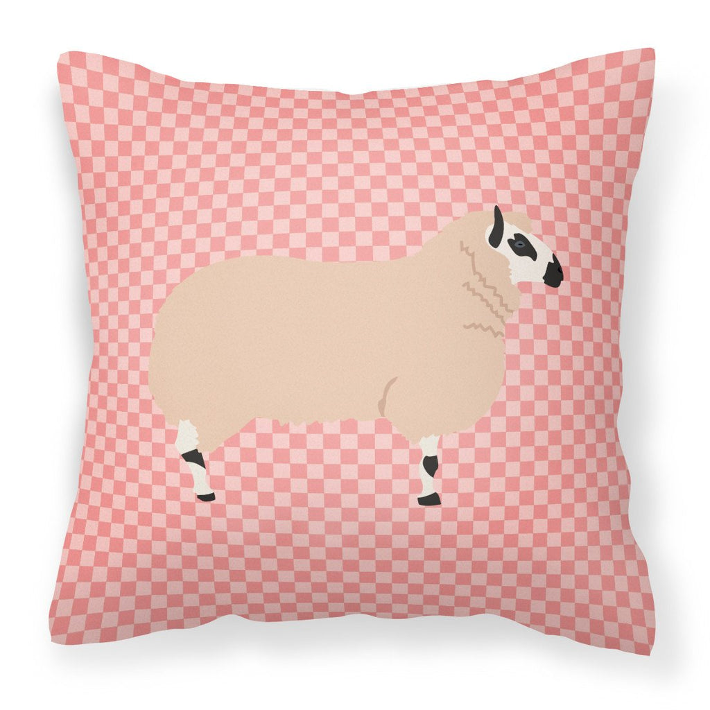 Kerry Hill Sheep Pink Check Decorative Throw Pillow 18x18 Indoor Outdoor Accent Cushion, Fabric Cover with Insert for Sofa, Bed, Porch & Living Room