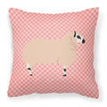 Kerry Hill Sheep Pink Check Decorative Throw Pillow 18x18 Indoor Outdoor Accent Cushion, Fabric Cover with Insert for Sofa, Bed, Porch & Living Room