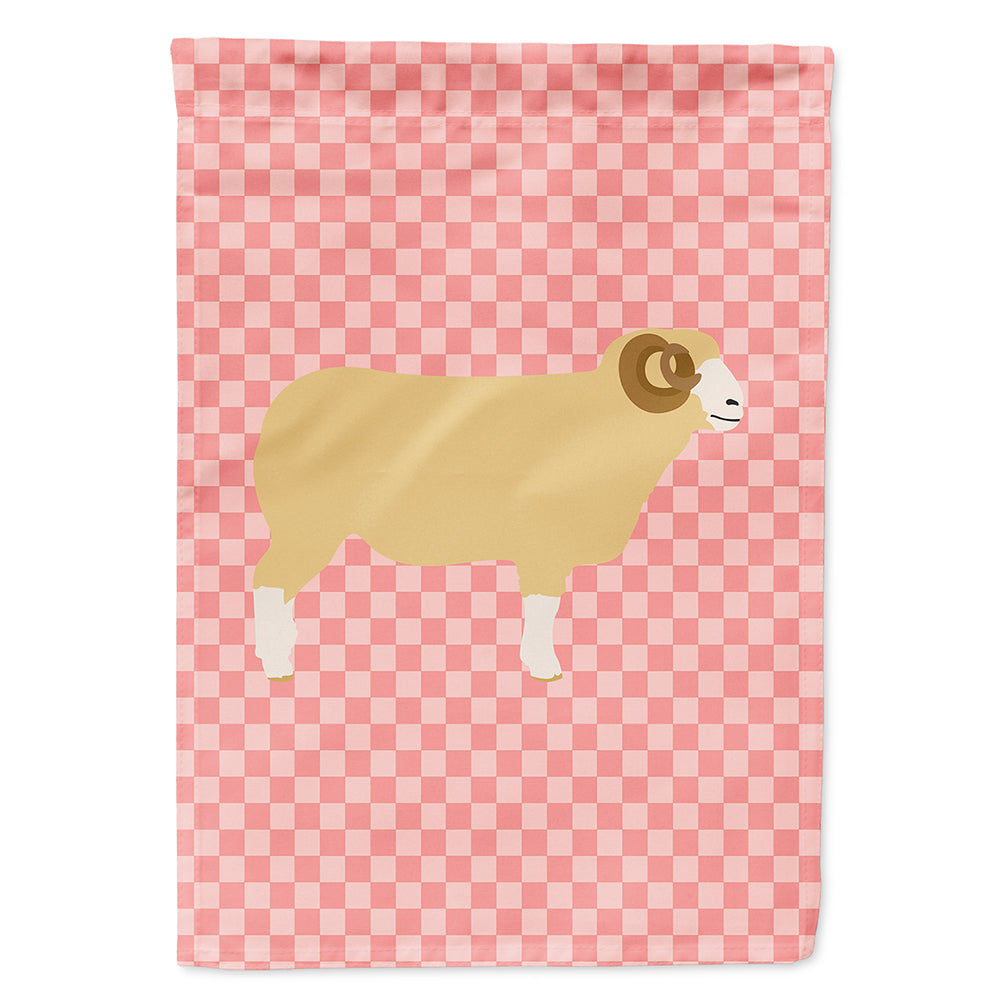 Horned Dorset Sheep Pink Check House Flag 28x40 Porch Sleeve Pole Decorative Outside Yard Banner Artwork Wall Hanging, Polyester