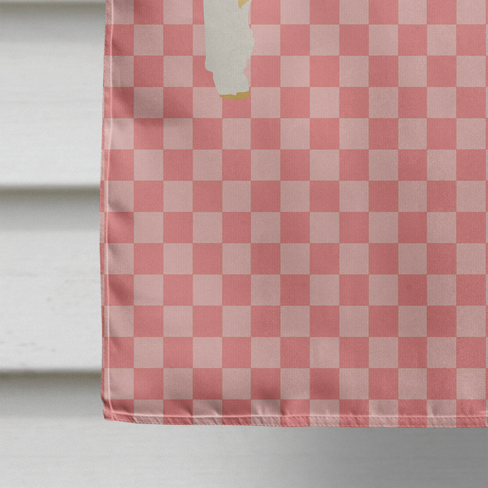 Horned Dorset Sheep Pink Check House Flag 28x40 Porch Sleeve Pole Decorative Outside Yard Banner Artwork Wall Hanging, Polyester