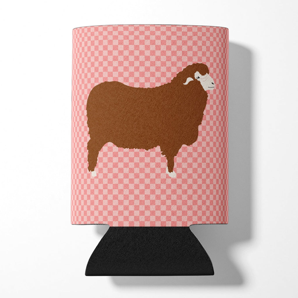 Merino Sheep Pink Check Can or Bottle Hugger Cooler Sleeve for Standard 12 oz Cans, Insulated Foam Beer & Soda Can Hugger Reusable