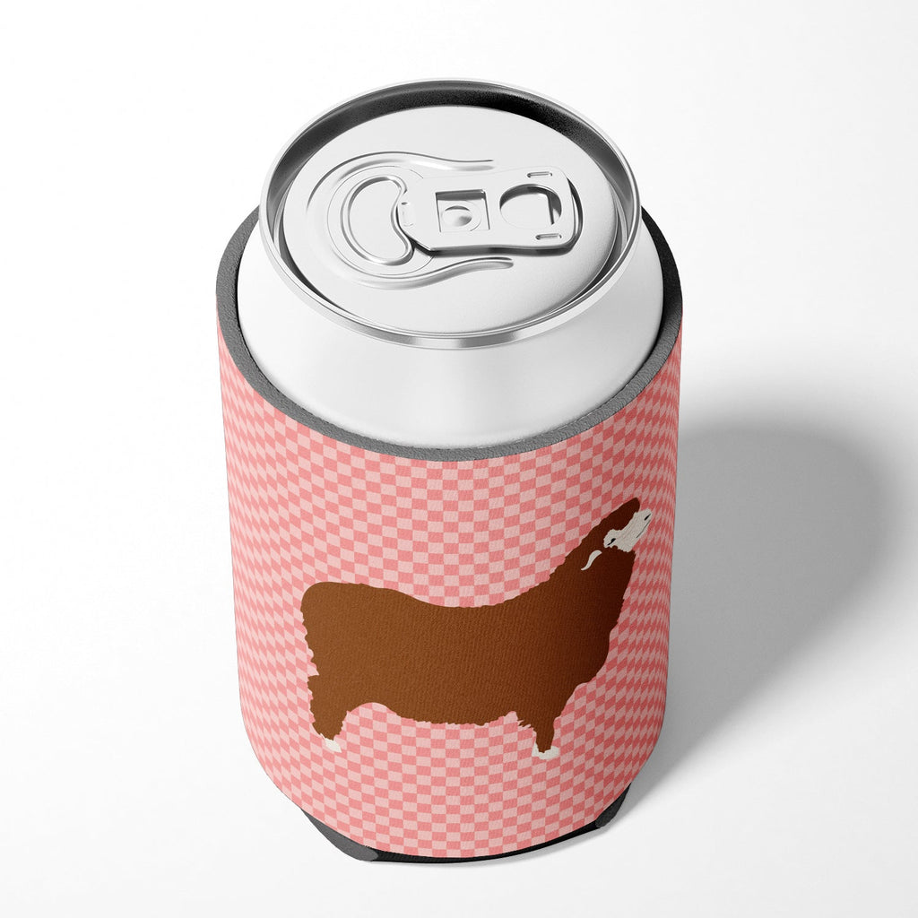 Merino Sheep Pink Check Can or Bottle Hugger Cooler Sleeve for Standard 12 oz Cans, Insulated Foam Beer & Soda Can Hugger Reusable
