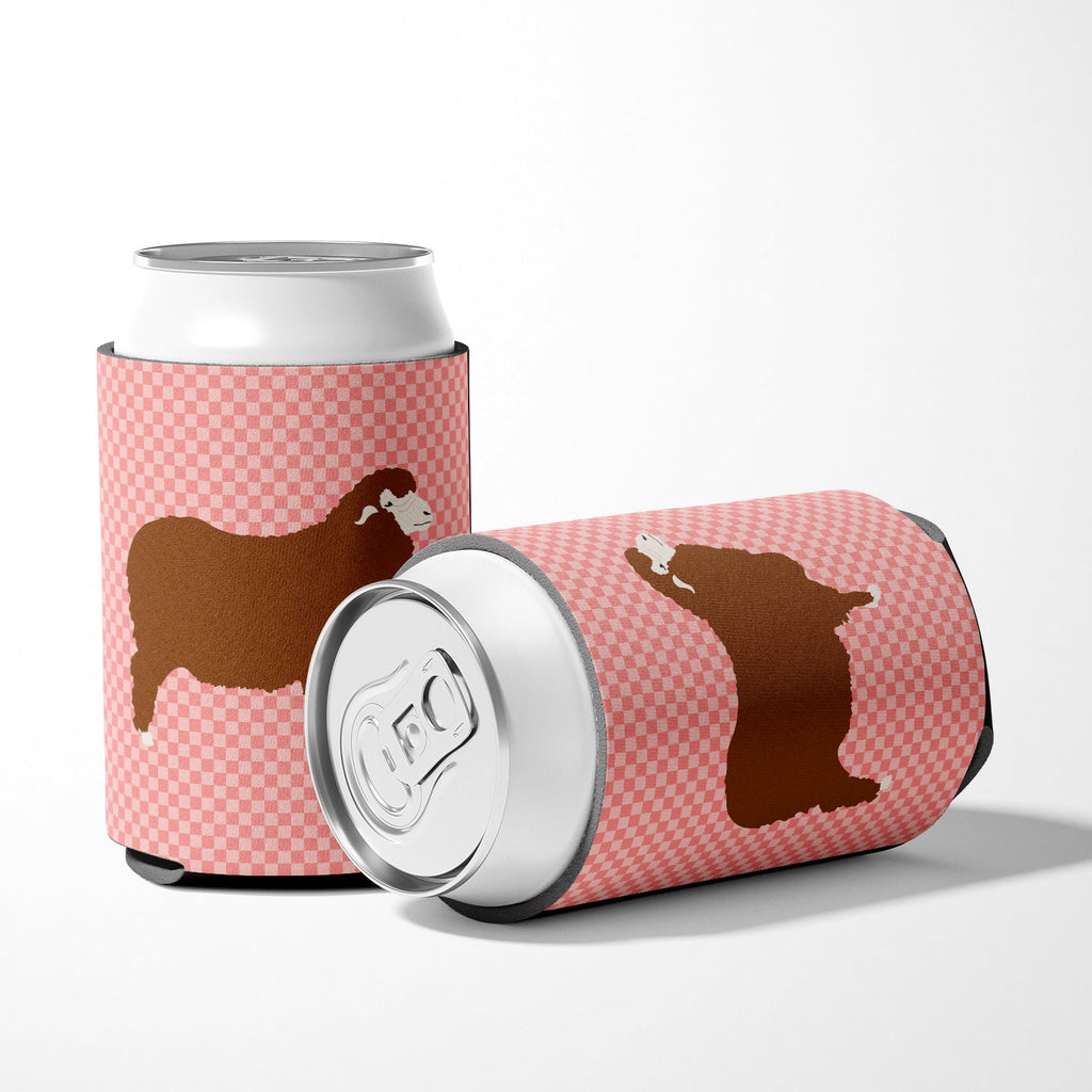 Merino Sheep Pink Check Can or Bottle Hugger Cooler Sleeve for Standard 12 oz Cans, Insulated Foam Beer & Soda Can Hugger Reusable